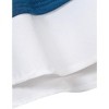 Women's Short Sleeve V-Neck Contrast Collared Shirts Patchwork Work Blouse Tunics Tops - 4 of 4