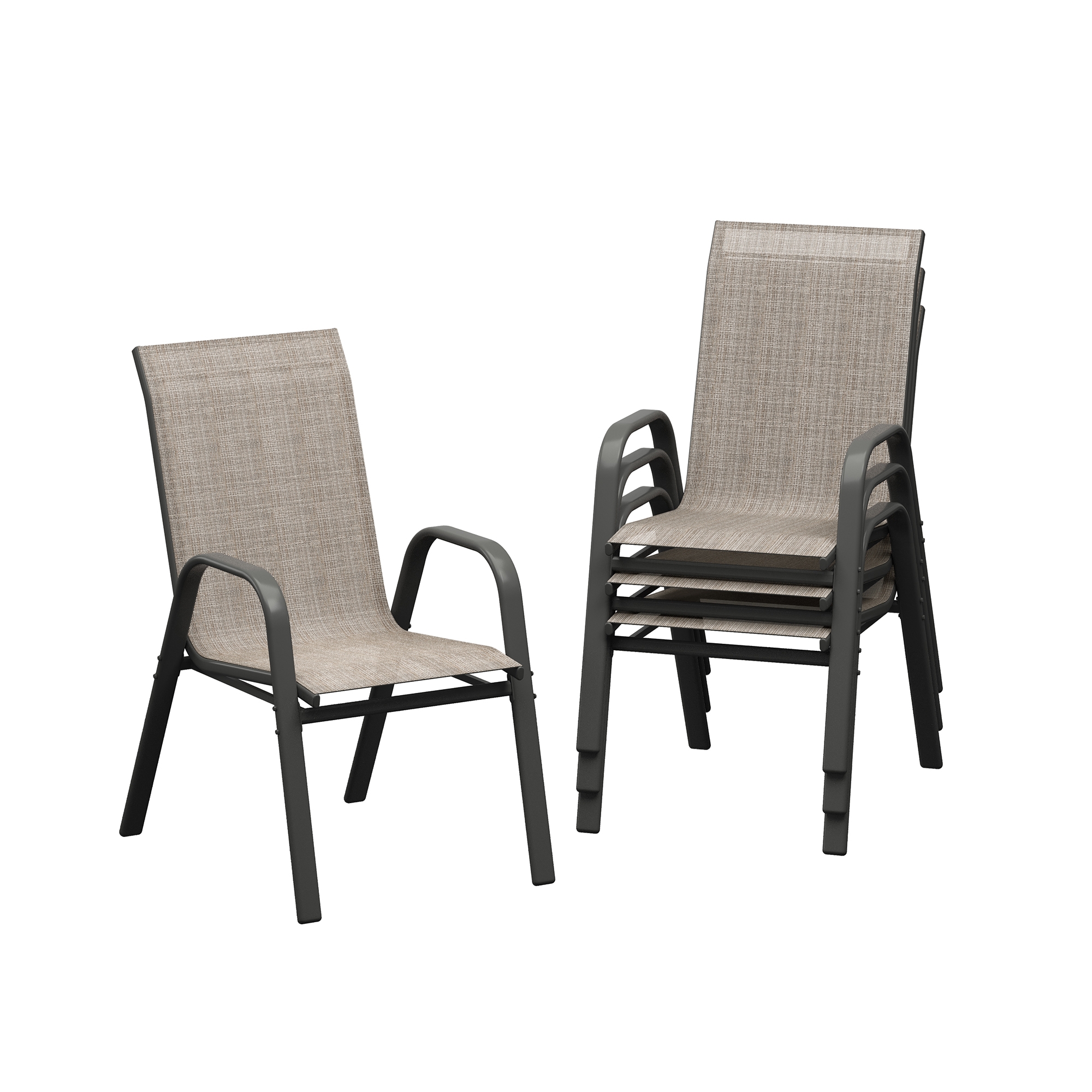 4 Pcs Stackable Outdoor Patio Chairs, All-Weather Textilene Dining Chair Set for Backyard, Pool Deck & Garden