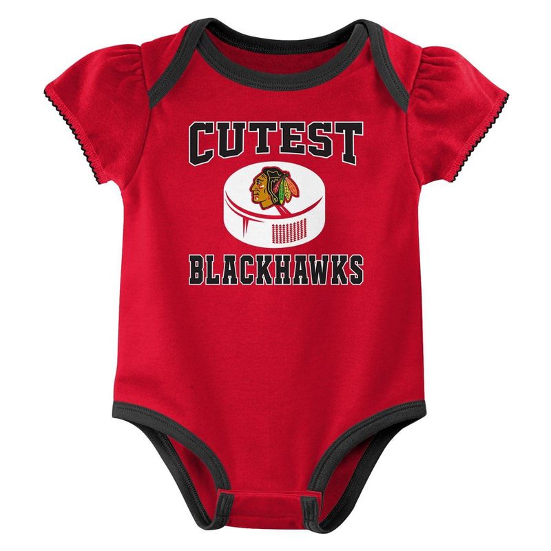 NHL Chicago Blackhawks Infant Girls&#39; 3pk Bodysuit, 4 of 5