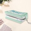 Unique Bargains Women Portable Grid KISS Makeup Bag Blue Green 1 Pc - 2 of 3