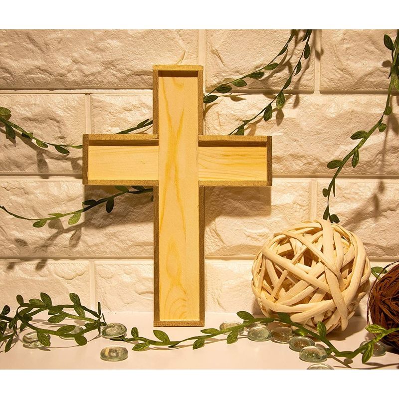 Bright Creations 12 Pack Unfinished Wooden Cross Cutouts for Church, Sunday School Crafts, DIY Home Wall Decor, 8.9 x 6.5 In, 2 of 6