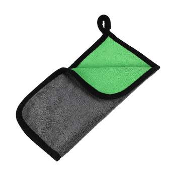 Unique Bargains Extra Large 500 GSM Microfibre Car Drying Towel 9.84"x9.84" Gray Green 1 Pc