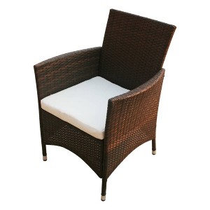 vidaXL Poly Rattan Patio Chairs – Set of 2, Outdoor Garden Furniture with Comfortable Cushions, Brown - 1 of 4