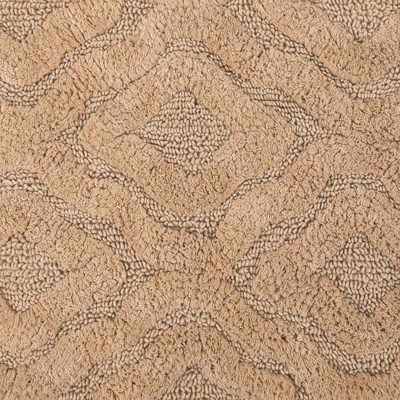 Natural Cotton Sculptured Bath Rug with Non-Skid Back - 20x30"