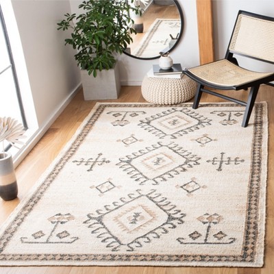 Handmade Ivory and Black Wool Flat Woven Area Rug, 3' x 5'