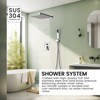 cobbe 12 Inches Chrome Bathroom Rain Mixer Shower Combo Set, Wall Mounted Rainfall Shower Head System, Rough-in Valve and Trim Included - 4 of 4