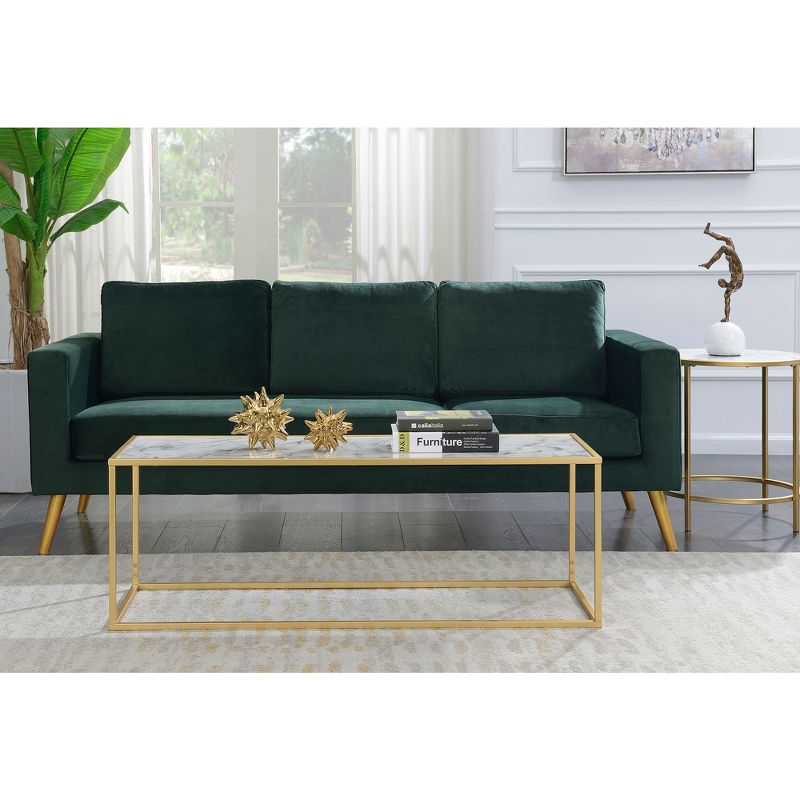 Gold Coast Faux Marble Rectangle Coffee Table White Faux Marble/Gold Frame - Breighton Home, 1 of 6