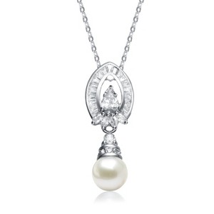Guili White Gold Plated Sterling Silver Pendant with Pearl Pear Drop for an Elegant and Classic Look, Ideal for Gifts and Special Events - 1 of 3