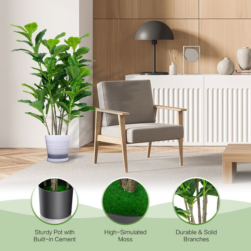 Tangkula 51"Artificial Tree 2-Pack Artificial Fiddle Leaf Fig Tree for Indoor Outdoor, 5 of 10