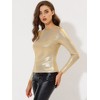 Allegra K Women's Long Sleeve Puff Sleeve Party Glitter Shiny Metallic Tops - 3 of 4