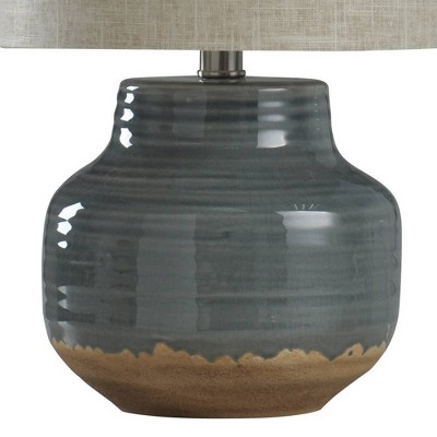 Prova 20" Grey Ceramic Table Lamp with Beige Hardback Shade