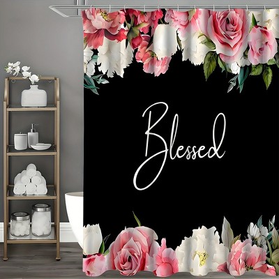 Paaaawaters 1pcs Flowers On A White Background Shower Curtain, Waterproof Shower Curtain With 12 Hooks, Bathroom Decor