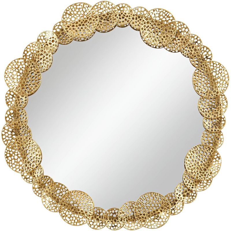Uttermost Layered Lotus Shiny Gold 33 1/2" Round Wall Mirror, 1 of 8