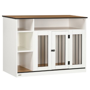 PawHut Dog Crate Furniture with Storage Space, Dog Kennel with Lockable Door, Pet Cage for Large Medium Dogs, 47" x 23.5" x 35" - 1 of 4