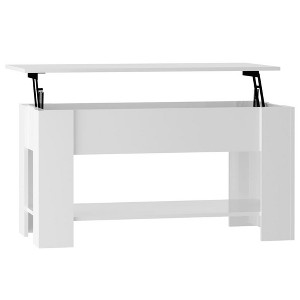 vidaXL Coffee Table High Gloss White 39.8"x19.3"x20.5" Engineered Wood - 1 of 4