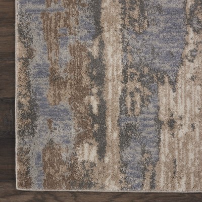 Abstract Distressed Gray Synthetic 2'2" x 3'9" Area Rug