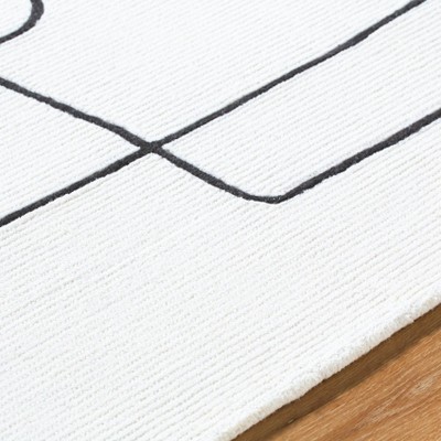Ivory Geometric Wool 5' x 7' Hand Tufted Area Rug
