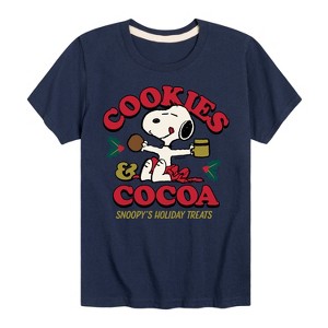 Boys' - Peanuts - Snoopy Christmas Cookies and Cocoa Short Sleeve Graphic T-Shirt - 1 of 4