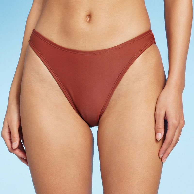 Women's Scoop Front High Leg Extra Cheeky Bikini Bottom - Wild Fable™ Brown, 1 of 7