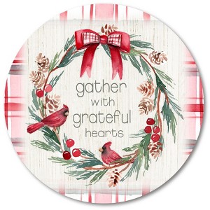 Gather Plaid Cardinal Wreath Circular Wood Dècor - 1 of 2