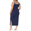 Women's Plus Size Contrast Square Neck Sleeveless Side Slit Bodycon Knit Summer Long Tank Dresses - Agnes Orinda - 4 of 4