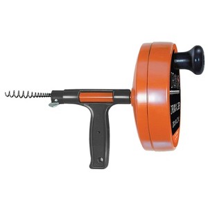 DrainX® Heavy-Duty-Steel Pro Drum Drain Auger, 25 Ft., with Work Gloves and Carrying Pouch in Orange - 1 of 4