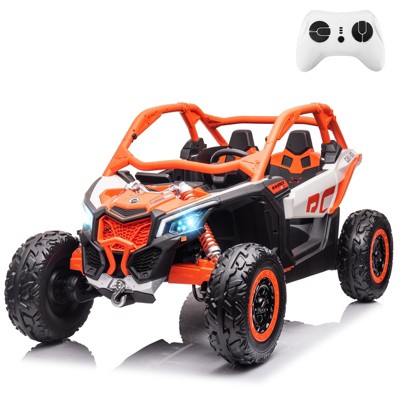 2 Seater Ride on UTV Car, Licensed Can-Am Electric Off-Road Car, 4WD Kids Truck w/Remote Control, 2 * 24V 7AH Batteries,4 * 200W Motor, 23" Large Seat