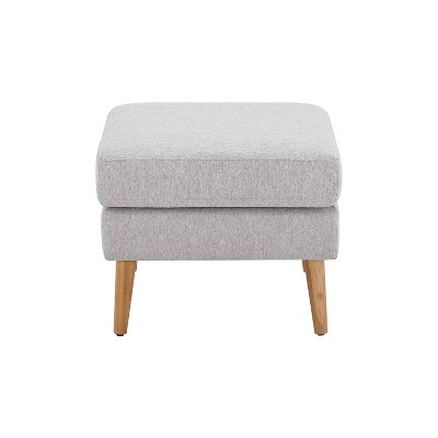 Light Gray Tufted Fabric Loveseat with Ottoman and Wood Legs
