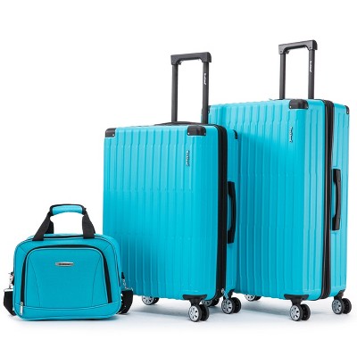 Rockland 3 Luggage Set 2-Piece Hardside Spinner Wheel Uprights with Tote Turquoise