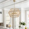 Modern Farmhouse Boho Pendant Light, Gold Metal Cage Chandelier for Bedroom Living Room Kitchen - 3 of 4
