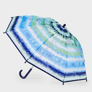Boys' Tie Dye Stick Umbrella - Cat & Jack™️Blue/Green: Polyethylene Shell, Plastic Handle, 29" Span - 1 of 2