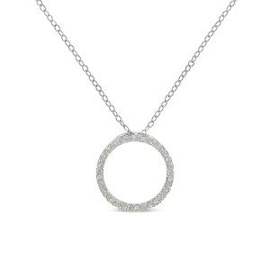 Haus of Brilliance Silver 1/3 Cttw Diamond Open Circle Halo Pendant Necklace - 1 of 4
