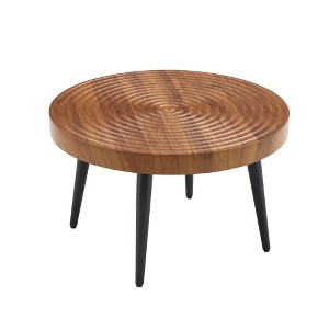 Infurnic End Tables Natural Wood Grain Texture Round Table Exquisite Suction Molding Process, Black Sprayed Metal Leg, Brown, 23.6"*23.6"*14.5" - 1 of 4