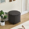 Syemin Ottomans and Benches Upholstered Round Pouf Ottoman Foot Rest, Faux Fur Footstool, Storage Ottomans Toy Box, Brown, 22.05"*22.05"*19.24" - 2 of 4
