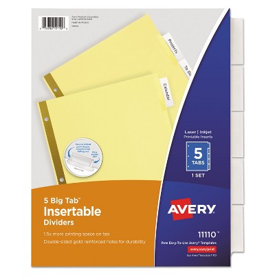 Avery Insertable Big Tab Dividers 5-Tab Letter 11110