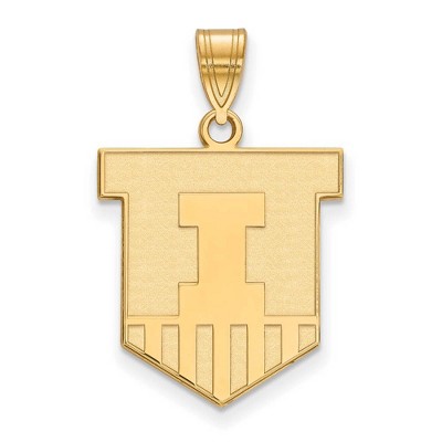 Black Bow Jewelry 10k Yellow Gold Illinois Fighting Illini NCAA Large Pendant