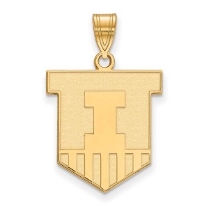 Black Bow Jewelry 10k Yellow Gold Illinois Fighting Illini NCAA Large Pendant - 1 of 3