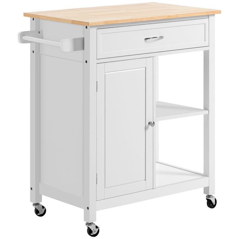 HOMCOM Rolling Kitchen Cart with Wood Top, Kitchen Island with Storage Drawer on Wheels for Dining Room, 4 of 7