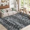 Modern Washable Area Rug, Geometric Pattern Bedroom Carpet with Non Slip Backing, Low Pile Stain Resistant Floor Carpet, Colorful - 2 of 4
