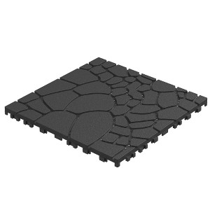 Chic Crate 44 Pack 12'' Stone Texture Interlocking Patio Deck Tiles – DARK Gray - 1 of 4
