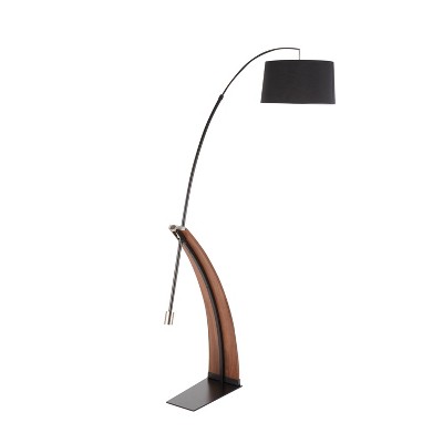 Robyn 67" Black and Walnut Arc Floor Lamp