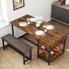 Jojoka Dining Table Set for 4 with Storage Drawers & Rack & Upholstered Benches for Dining Room, Kitchen - 3 of 4