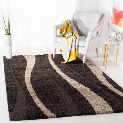 Florida Shag Dark Brown and Beige 4' x 6' Area Rug