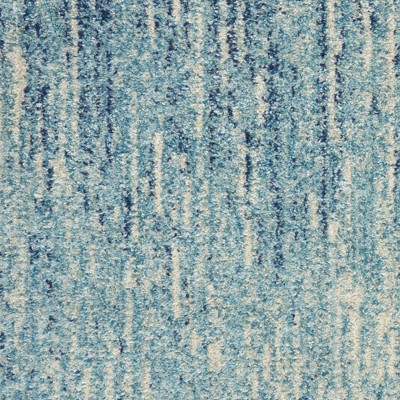 Round Blue Geometric Synthetic Easy Care Rug, 8 ft