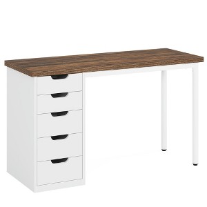 Resenkos Computer Desk, Office Desk, Study Desk,47" Computer Desk with 5 Drawers, Modern Study Table Writing Desk,White - 1 of 4