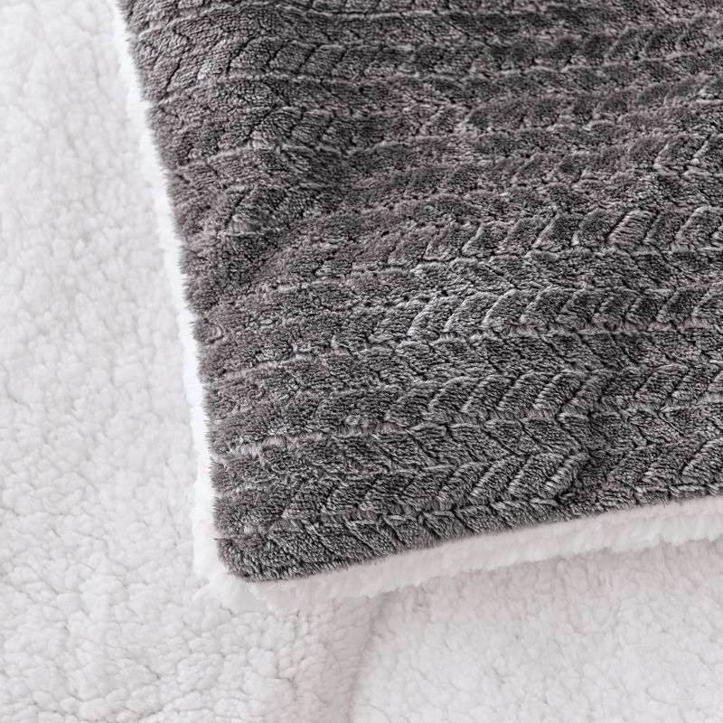 Collections Etc Arrow Knit High Pile Fleece 3-Piece Solid Comforter Set, 3 of 5
