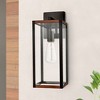 C Cattleya Farmhouse Black Outdoor Wall Lantern with Faux Wood Accent - 2 of 4