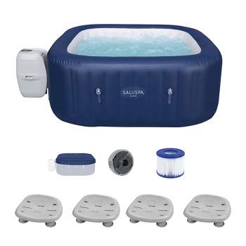 Bestway SaluSpa Hawaii AirJet Inflatable Hot Tub with 4 Pack Bestway SaluSpa Underwater Non Slip Pool and Spa Seat for Lawn and Garden Use