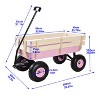 Outdoor Wagon All Terrain Pulling w/Wood Railing Air Tires Garden Cart - 2 of 4
