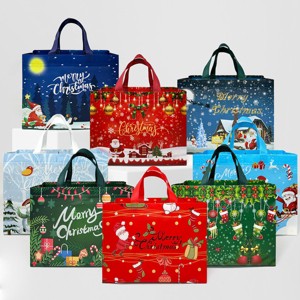Wrapables Christmas Gift Bags with Handles, Non-Woven Reusable Holiday Totes for Gift Wrap, Parties, Favors and Treats (Set of 8), Blue Night - 1 of 4